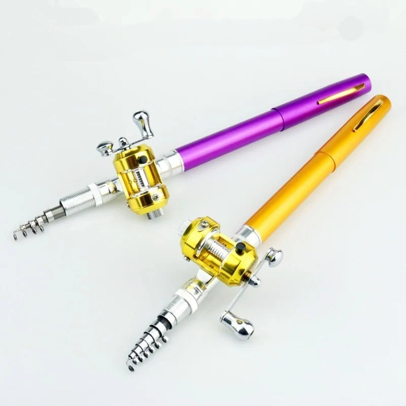 Pen Shape Portable Mini Fishing Rod Pole With Reel Wheel