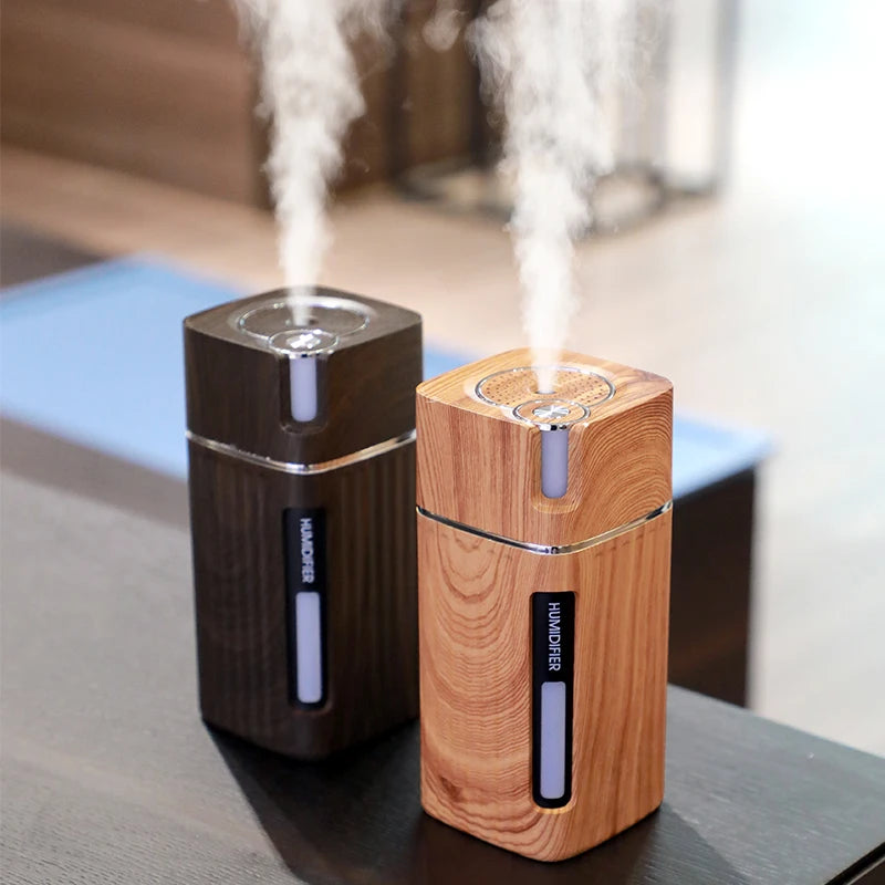 Portable Mini Humidifier Wood Grain 300ML Ultrasonic Car USB Aroma Air Diffuser Color LED Lamp Humidificador For Car Home Office