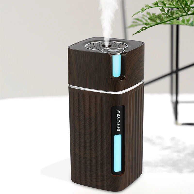 Portable Mini Humidifier Wood Grain 300ML Ultrasonic Car USB Aroma Air Diffuser Color LED Lamp Humidificador For Car Home Office