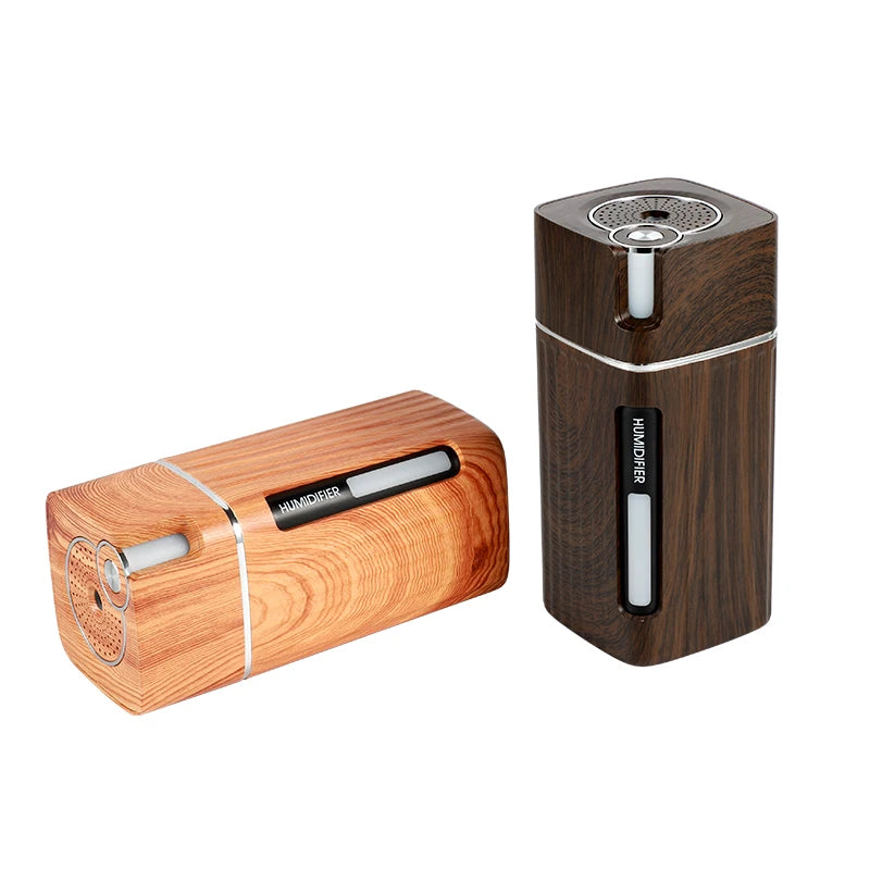 Portable Mini Humidifier Wood Grain 300ML Ultrasonic Car USB Aroma Air Diffuser Color LED Lamp Humidificador For Car Home Office