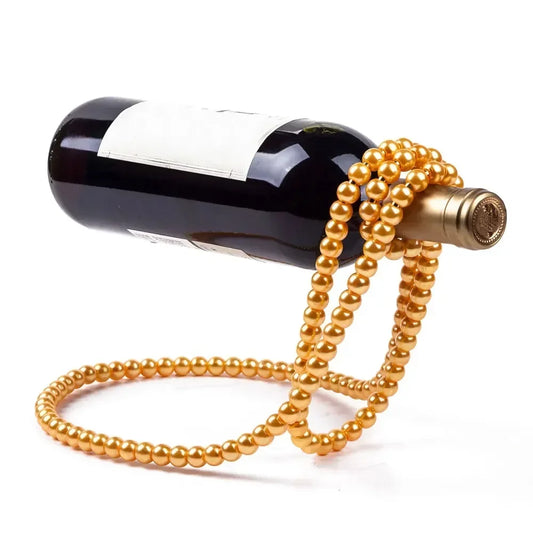 Creative Pearl Necklace Wine Rack Luxury Magic Metal Resin Hanging Suspension Wine Bottle Holder Home Bar Desktop Decoration New